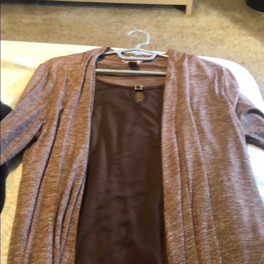 Brown shirt with cardigan attached